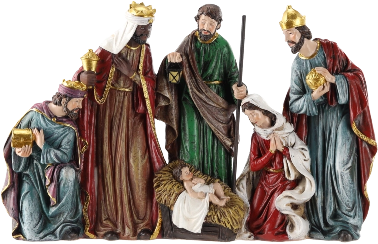 Dekorativ julekrybbe Jesu fødsel med de tre vise mænd - 1 stk.