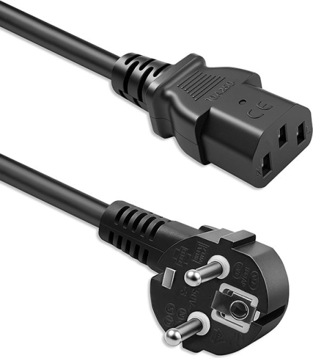 Strømkabel Schuko CEE 7/7 vinklet stik til IEC C13 1,8 m