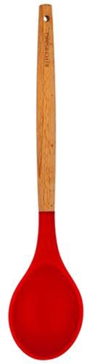 Serveringsske Kitchisimo, rød, silikone og træ