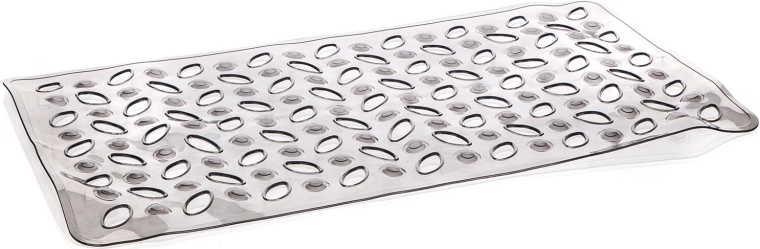 Skridsikker bademåtte Leaves 68 × 36 cm transparent grå