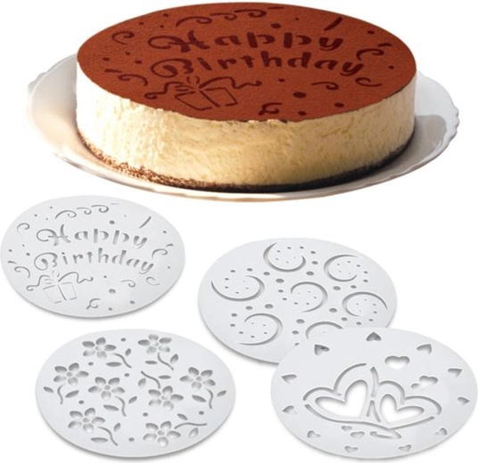 Skabeloner til kagedekoration – sæt med 4 designs, 20 cm