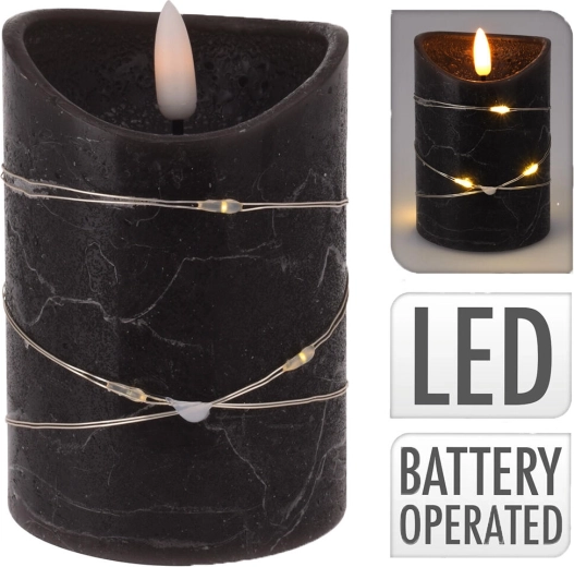 LED-lys cylinderformet sort 7 × 10 cm