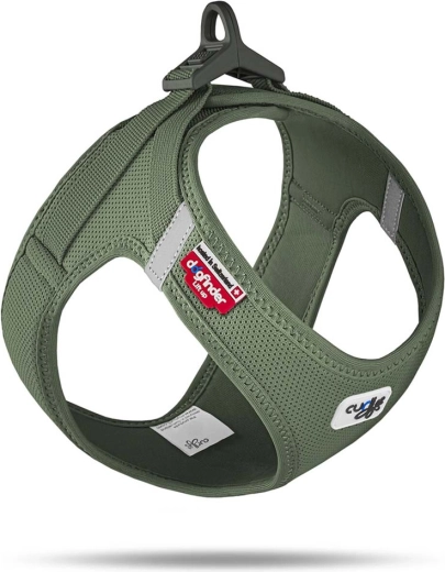 Curli sele til hunde i air-mesh med spænde, moss, størrelse S (4–7 kg)