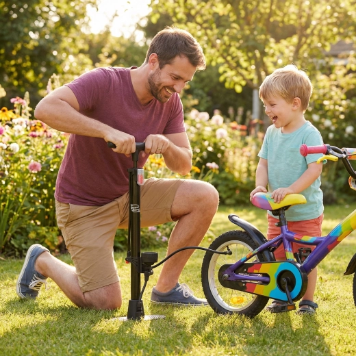 Gulvpumpe til cykler WheelZone med manometer, sort