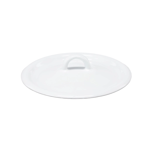 Emaljeret låg hvidt/creme 16 cm