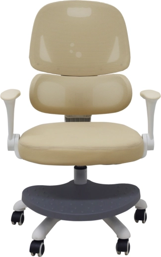 Ergonomisk drejelig børnestol til skrivebord med fodstøtte, beige