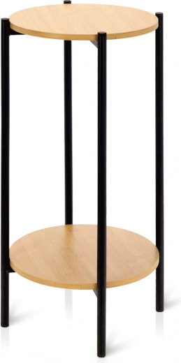 Rundt metal sidebord med to plader 31 × 31 × 61 cm - 1 stk.