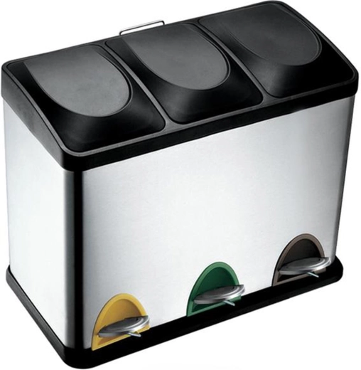 Rustfri stålskraldespand til affaldssortering 45 l