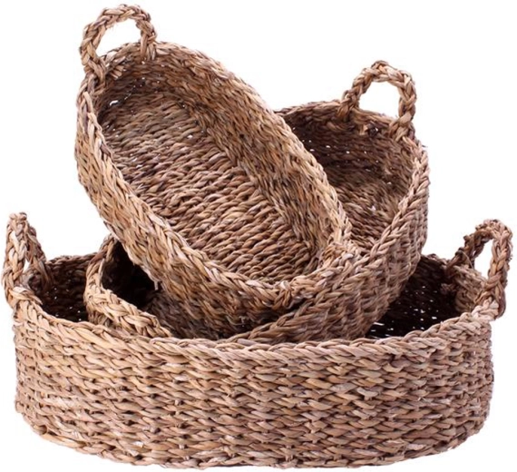 Kurve med håndtag i søgræs TORO, sæt med 3 stk.