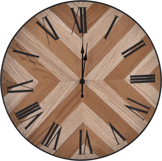 Dekorativt vægur i træ og metal, beige, 39 cm