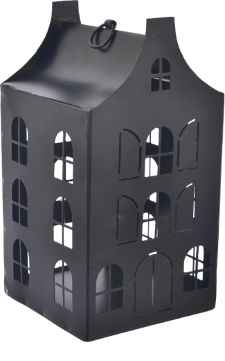Sort metalhus til fyrfadslys
