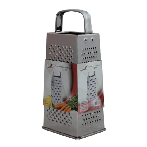 Rustfrit stål firsidet rivejern med ergonomisk håndtag 23,5 cm Tola