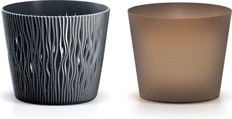 Blomsterkrukke Sandy Round Eco Wood 22,5 cm, antracit