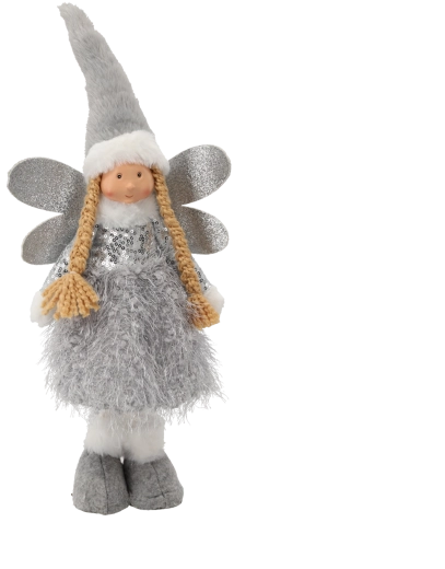 Juleengel 45 cm grå