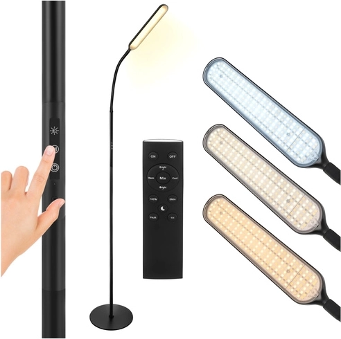 Stående LED-lampe 180 cm sort med fjernbetjening og timer IZOXIS