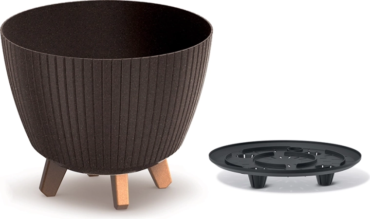 Blomsterkrukke Lamia Eco Wood 28,8 cm – kaffe