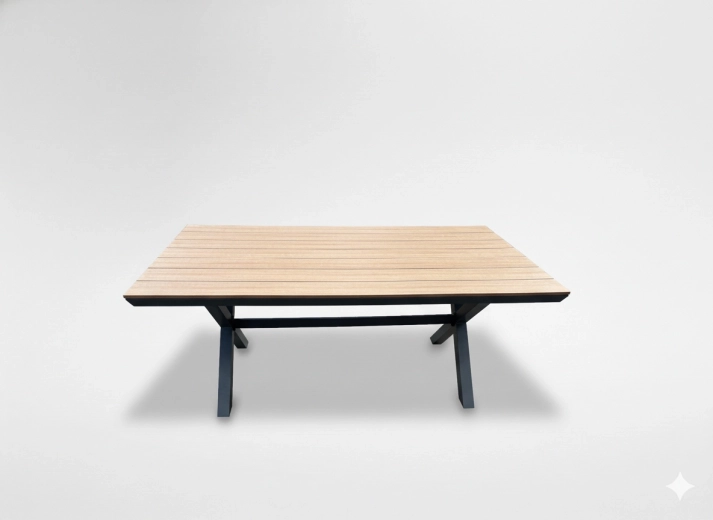 Aluminiums havebord med polywood-bordplade, mørkegrå