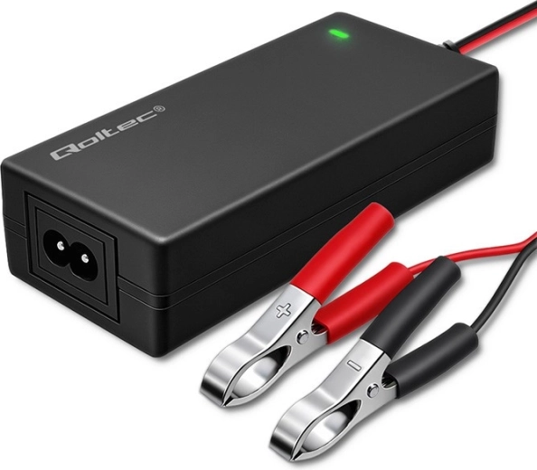 Qoltec mikroprocessorstyret oplader til AGM/GEL/STD-batteri 12 V 4 A med LED-indikator, kabel 1,8 m