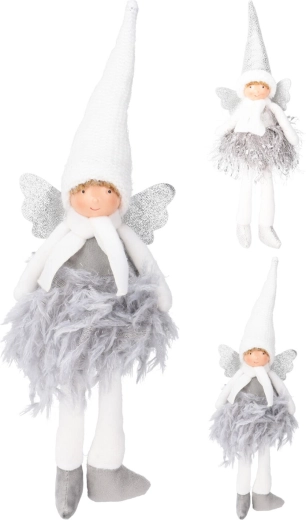 Juledekoration engel 40 cm – hvid og sølv, mix af varianter