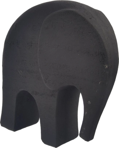 Dekorativ elefantfigur i polyresin, sort 20 cm