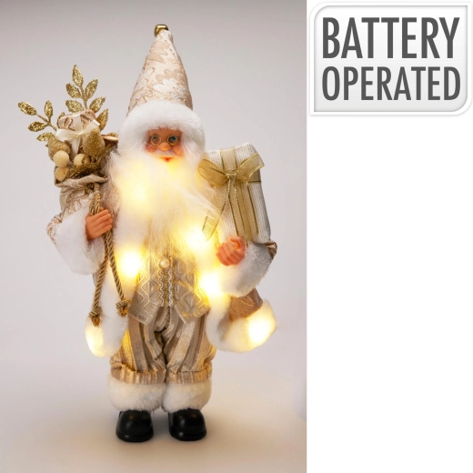 Stående julemandsdekoration med LED-belysning, gylden, 30 cm