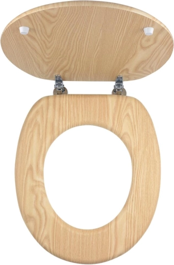 WC-sæde i askefineret MDF med krombeslag