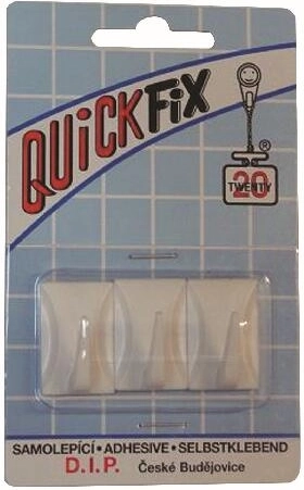 Selvklæbende plastkroge, rektangulære, hvide (3 stk.)