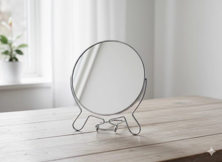 Kosmetisk makeup-spejl, sort, kompakt