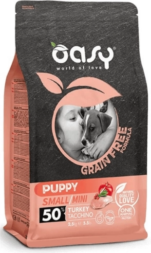 Oasy Grain Free Puppy Small/Mini foder med kalkun 2,5 kg