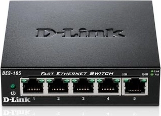 Netværksswitch med 5 porte 10/100 Mb/s i metalhus