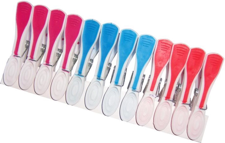 Plastiske skridsikre tøjklemmer, 12 stk.