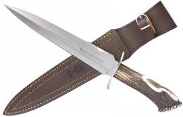 Muela Bear stor jagtkniv 24 cm, kronhjortegevir, læderetui