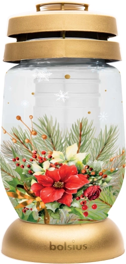 Gravlygte Bolsius med motiv af rød blomst 22 cm - 1 stk.