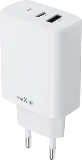 Vægoplader MAXLIFE 20 W med USB‑C og USB‑A