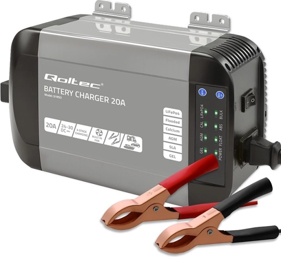 Intelligent Monolith-oplader til LiFePO4-, AGM-, GEL- og SLA-batterier, 20 A, 24 V