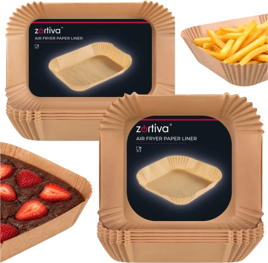 Papirindsatser til airfryer dual Zortiva (20 × 20 cm og 19,5 × 13 cm)