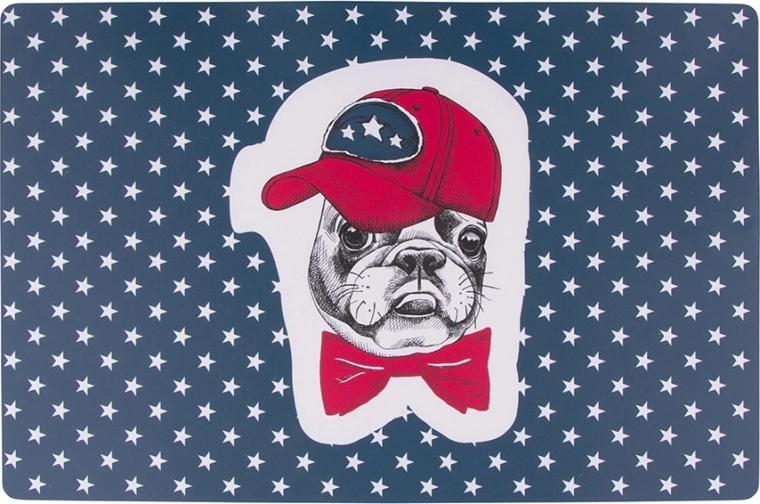 Easy morning bordunderlag med bulldogmotiv 28 × 43 cm
