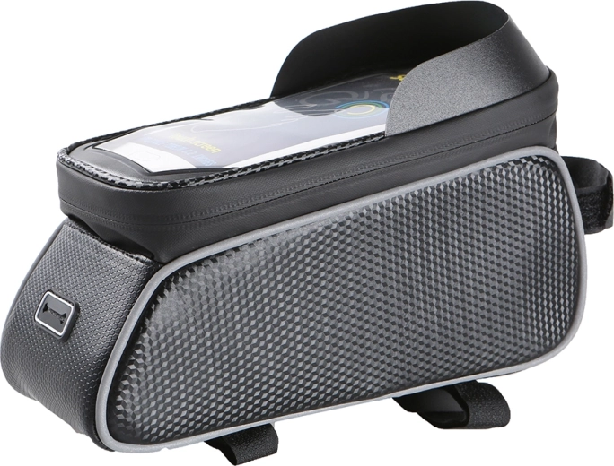 Maxlife vandtæt stelmonteret cykeltaske med telefonholder, sort