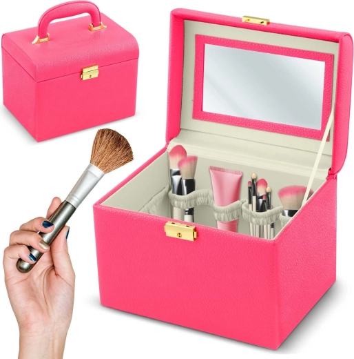 Rosa kosmetikkuffert Massido med håndtag og lås