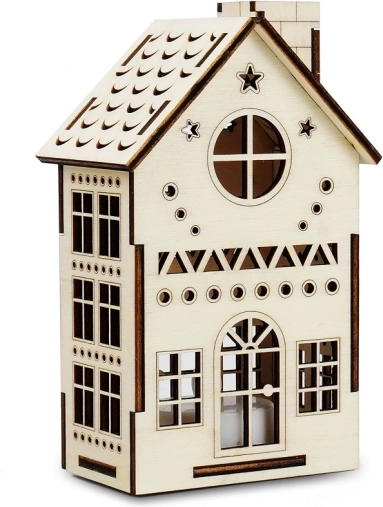 Stor træhus-observatorium med LED-lys