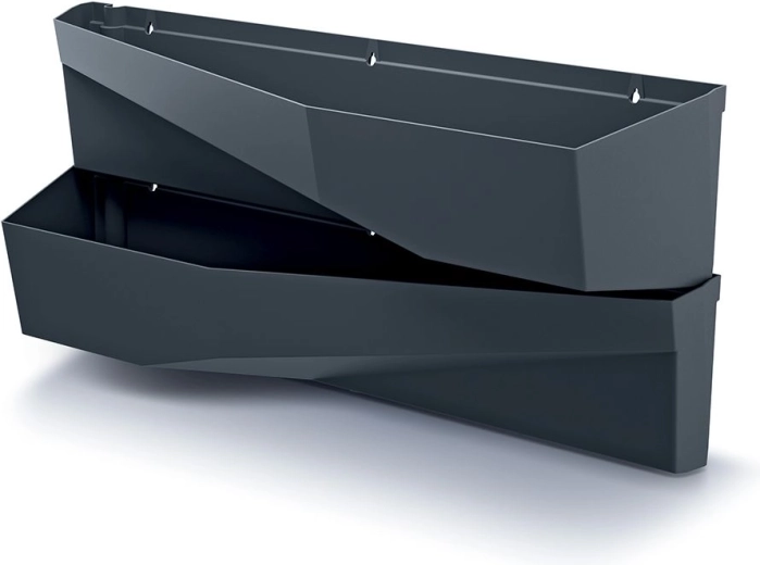 Sæt med vertikale vægkrukker i antracit GARDEN LONG WALL – 2 stk.