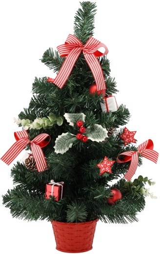 Juletræ 60 cm rødt med kristtorn