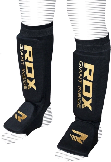 RDX skinnebens- og vristbeskyttere Hosiery Shin Instep Foam sort/guld – størrelse XL