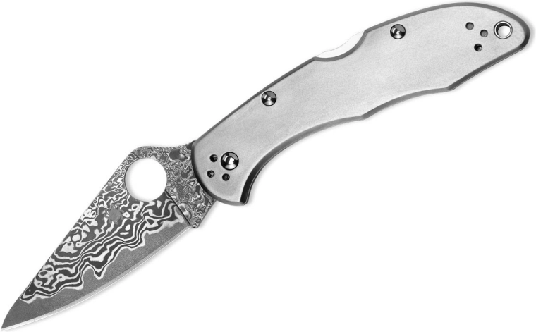 Lommekniv Spyderco Delica 4 Titanium Damascus 7,4 cm