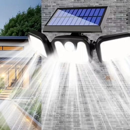 Solardrevet udendørs LED-lys med bevægelses- og skumringssensor, 74 LED