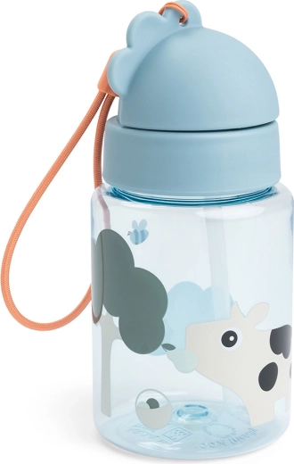 Done by Deer drikkedunk med sugerør Tiny farm blå 280 ml