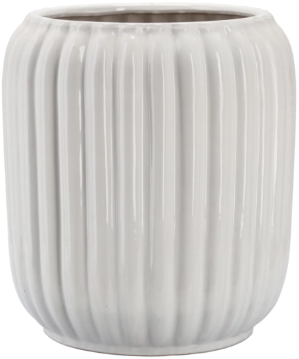 Keramisk urtepotteskjuler 40 × 40 × 44 cm hvid med reliefmønster