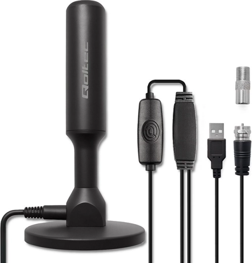 indendørs TV-antenne DVB-T2 med forstærker og magnetisk base, 4K, 28 dBi, 5 m kabel