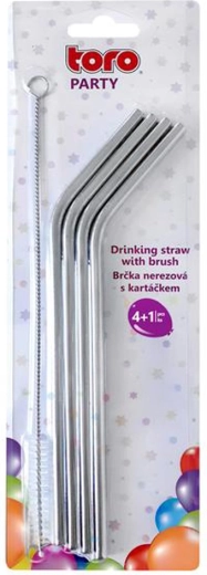 Sæt med øko sugerør i rustfrit stål 4 stk + rensebørste