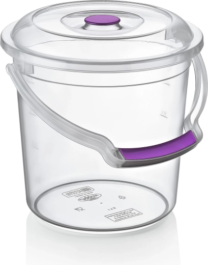 Gennemsigtigt plastspand med låg 5 l